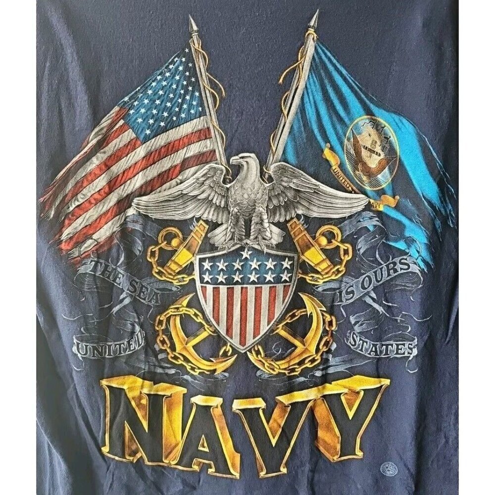 Navy Military Eagle United States Graphic T-Shirt Adult Med